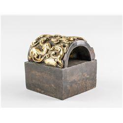 Chinese Gilt Bronze Dragon Seal Wu Fu Wu Dai Tang