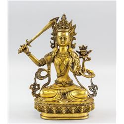Chinese Bronze Manjushri Bodhisattva Statue