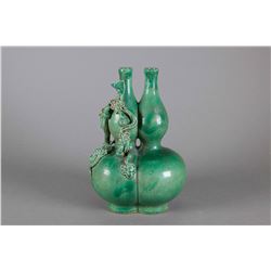 Chinese Green Glazed Double Gourd Porcelain Vase