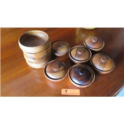 Small Misc. Wooden Bowls (6 w/Lids)