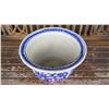 Image 2 : Blue and White Ceramic Planter, 10" H, 14" Dia.