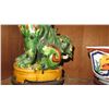 Image 3 : Vintage Green Ceramic Fu Dogs on Stands (10" H), Japanese Bowl
