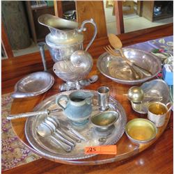 Lot of Misc. Silver Serveware (varying silver content, some Sterling, some plated), Other Metals