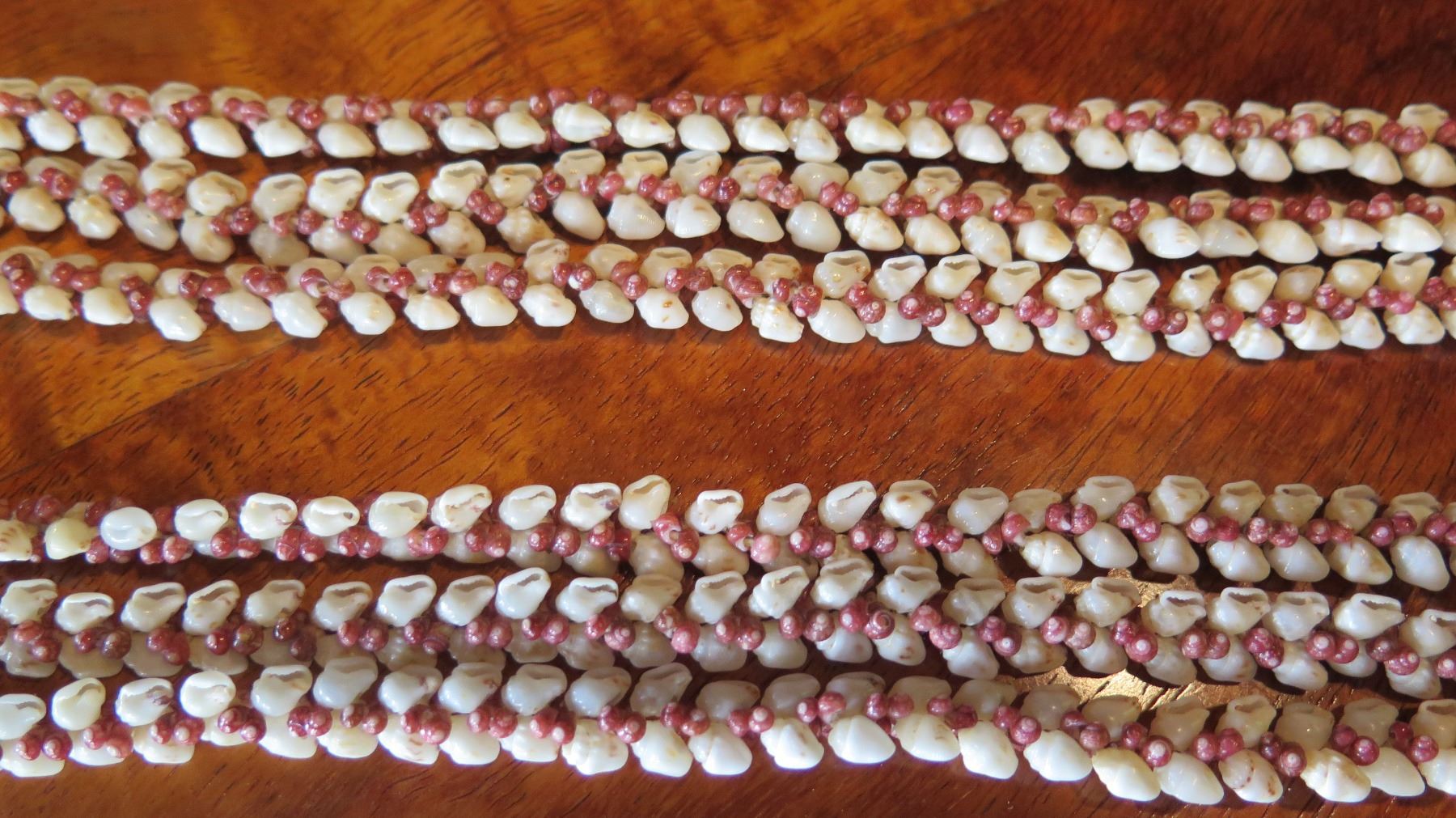 Niihau Shell Lei, 3-Strand Heleconia Style, Approx. 17