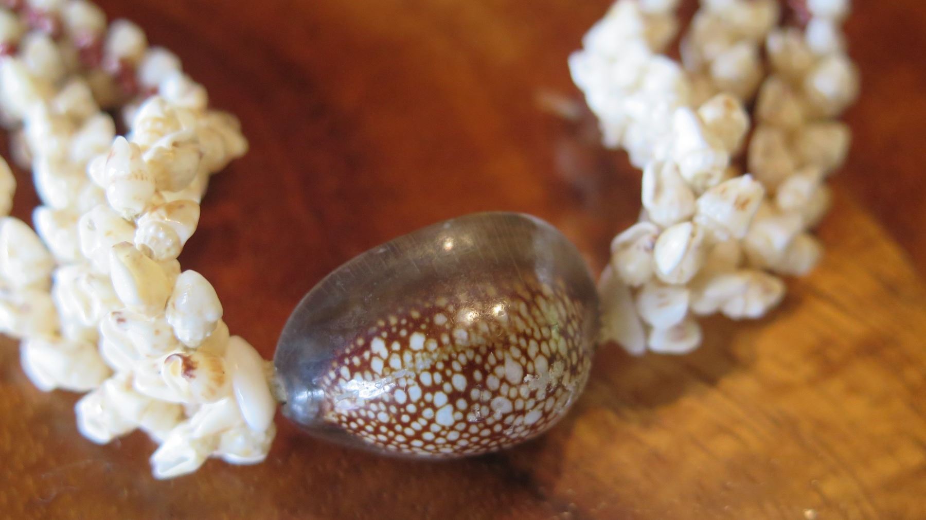 Niihau Shell Lei, 3-Strand Heleconia Style, Approx. 17