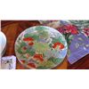 Image 2 : Floral Bowl, Plate, Relief Cloissone Pieces, Enameled Metal Trays