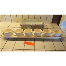 Painted Rectangular Porcelain Tray, Espresso Set