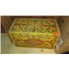 Image 1 : Yellow Painted Blanket Chest, Carved Accents, 28" X 14" X 16"