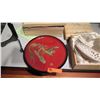 Image 2 : Red Lacquered Plate w/Display Stand, White Bowl, Glazed Clay Teacups