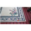 Image 2 : Large Wool Area Rug - Ivory w/Blue & Floral Border, 7'10 X 5'3