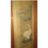 Image 2 : Antique Oriental Scroll - Watercolor on Silk & Paper, Cranes, 79" X 18"