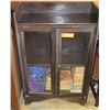 Image 1 : Antique 2-Door Cabinet, Glass Doors, Dark Wood, 23.5"W, 36" H (shows some age)