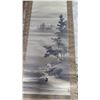 Image 2 : Vintage Watercolor Scroll - Fishing Scene, 75" X 25.5"