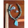 Image 1 : Turquoise Necklace w/Large Pendant, Bracelet & Ring