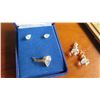Image 2 : Pear-Shaped Cubic Zirconia Ring & Earrings Set, 2 Pairs Costume Earrings