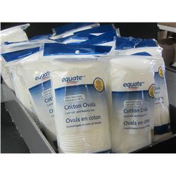 Flat of one Dozen packs Equate Cotton Ovals - 50 per pack / 100% pure cotton