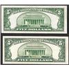 Image 2 : Lot of (2) 1953A $5 Silver Certificate Notes