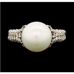 David Yurman .925 Silver 0.40 ctw Diamond and Pearl Ring