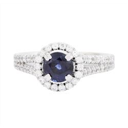 14KT White Gold Ladies 1.13 ctw Sapphire and Diamond Ring