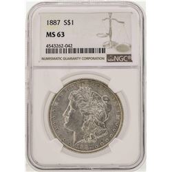 1887 $1 Morgan Silver Dollar Coin NGC MS63