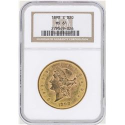 1898-S $20 Liberty Head Double Eagle Gold Coin NGC MS61