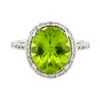 Image 2 : 14KT White Gold 4.90 ctw Peridot and Diamond Ring