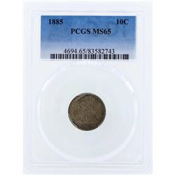 1885 Seated Liberty Dime Coin PCGS MS65