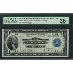 1918 $1 Federal Reserve Bank Note New York Fr.713 PMG Very Fine 25