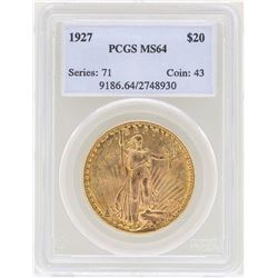 1927 $20 St. Gaudens Double Eagle Gold Coin PCGS MS64