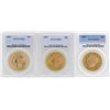 Image 1 : Lot of (3) $20 Liberty Head Double Eagle Gold Coins PCGS MS61