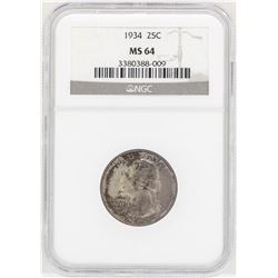 1934 Washington Quarter Coin NGC MS64