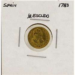 1783 Charles III Spanish 1/2 Escudos Gold Coin