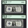 Image 1 : (2) Consecutive 1928A $1 Funnyback Silver Certificate Notes PCGS Very Choice New