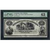 Image 1 : 1860's $3 Citizens Bank of Louisiana Obsolete Note PMG Choice Uncirculated 63