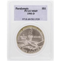 1995-D $1 Paralympic Olympic Commemorative Silver Dollar Coin PCGS MS69