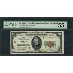 1929 $20 Federal Bank of Cleveland Fr.1870-D Note PMG About Uncirculated 55