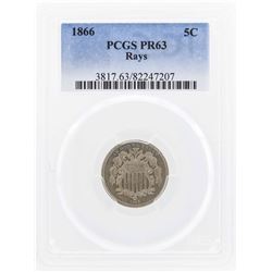 1866 Shield Nickel Proof Coin PCGS PR63 Rays