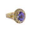 Image 2 : 14KT Yellow Gold 4.23 ctw Tanzanite and Diamond Ring