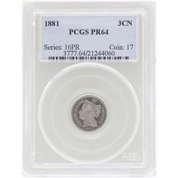 1881 3 Cent Nickel Proof Coin PCGS PR64