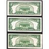 Image 2 : Lot of (3) 1953 $5 Silver Certificate Notes