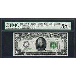 1928B $20 Federal Reserve Note Fr.2052-L PMG Choice About Uncirculated 58EPQ