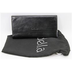NEW DELLA LEATHER BLACK WALLET WITH DUST COVER