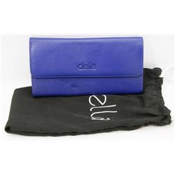 NEW DELLA LEATHER BLUE WALLET WITH DUST COVER