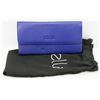 Image 1 : NEW DELLA LEATHER BLUE WALLET WITH DUST COVER