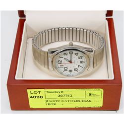 MENS QUARTZ WATCH IN TEAK WATCH BOX