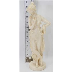 FAUX MARBLE 13" TALL WOMAN STATUE, MADE IN ITALY