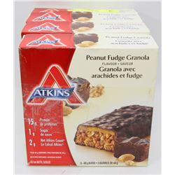 LOT OF 4 ATKINS PEANUT FUDGE GRANOLA BARS