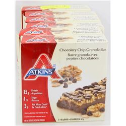 LOT OF 6 ATKINS CHOCOLATY CHIP GRANOLA BARS