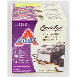LOT OF 3 ATKINS INDULGE COCONUT BARS