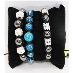GROUP OF 3 BEADED MACRAME BRACELETS